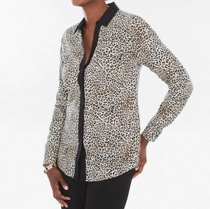 Chico's No Iron Caroline Shirt Leopard Print, sz 2